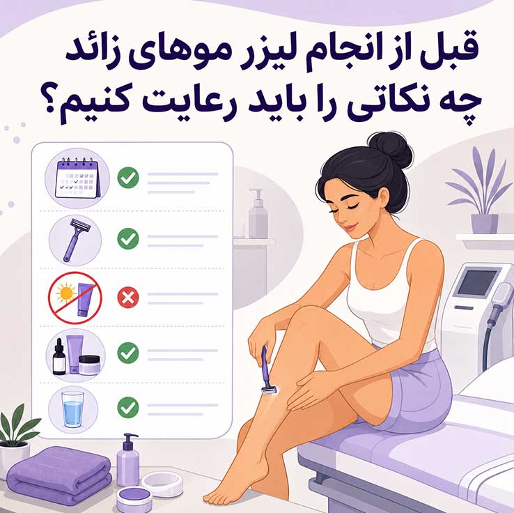 لیزر موهای زائد؛ مزایا، عوارض و مراقبتهای ضروری؛ راهنمای کامل قبل و بعد از لیزر قبل از انجام لیزر موهای زائد چه نکاتی را باید رعایت کنیم؟